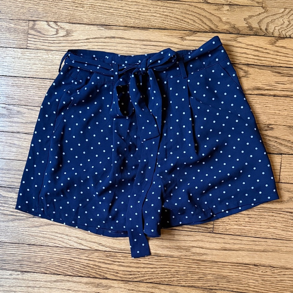 She + Sky Navy Polka Dot High Waist Shorts